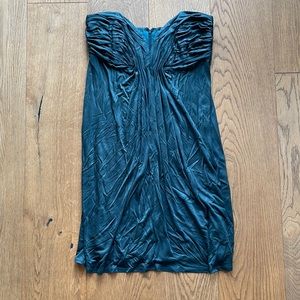 Foley + Corinna Silk Strapless Bustier Dress Medium, Dark Green